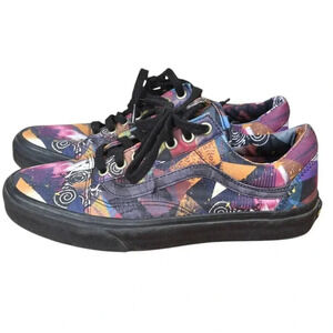 Vans Off the Wall Sneakers Shoes Abstract Colorful Black Size 6.5Men 8Women